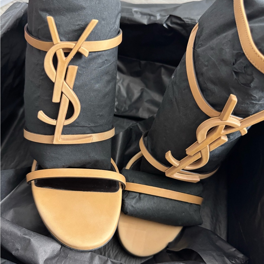 Saint Laurent Tan Heeled Sandals